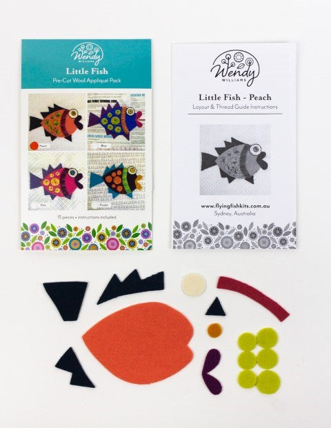 MERINO WOOL PRECUT FELT KITS PRECUT LITTLE FISH [CL:PEACH]