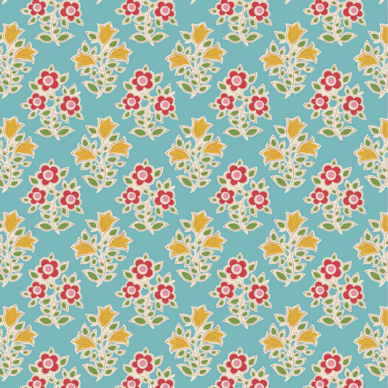 TILDA JUBILEE 110103 FARM FLOWERS TEAL