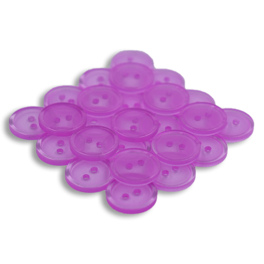 BUTTON ROUND CLEAR PLASTIC 20MM 2 HOLE - PURPLE