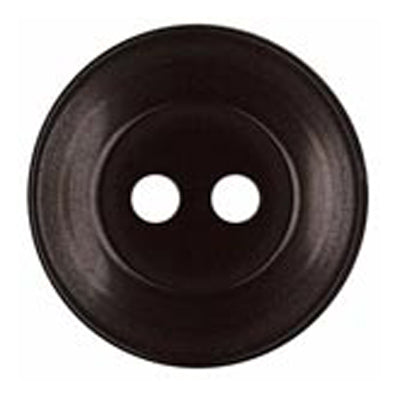 BUTTON ROUND CLEAR PLASTIC 20MM 2 HOLE - BLACK