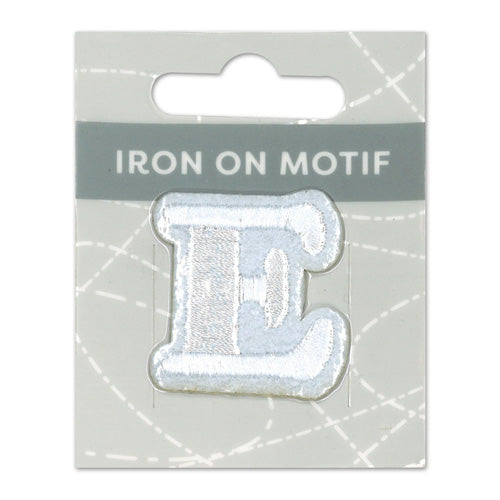 IRON-ON MOTIF LETTER E WHITE