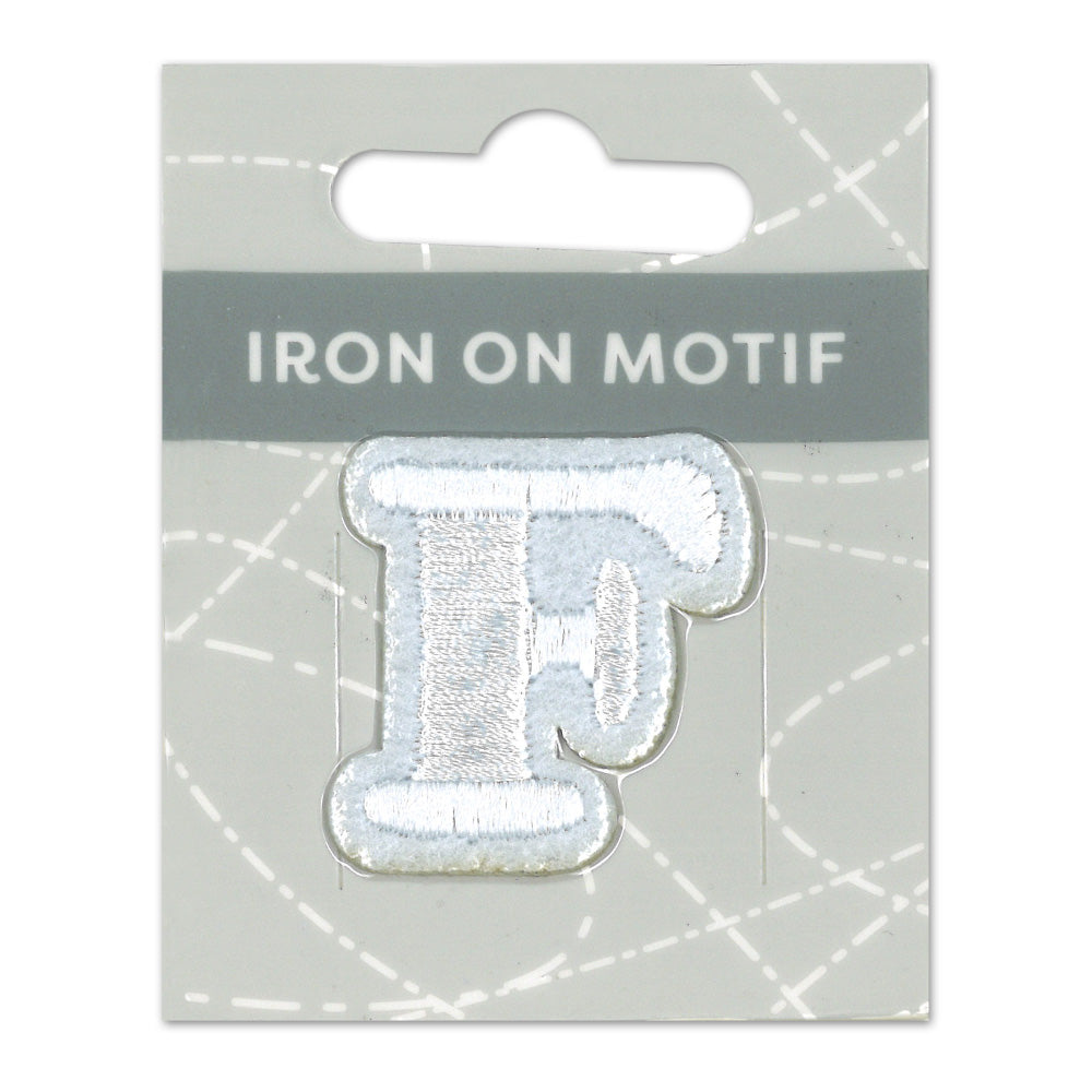 IRON-ON MOTIF LETTER F WHITE