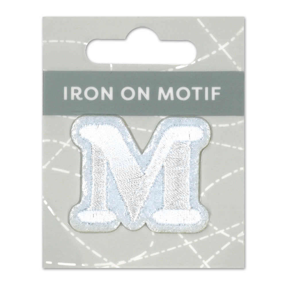 IRON-ON MOTIF LETTER M WHITE