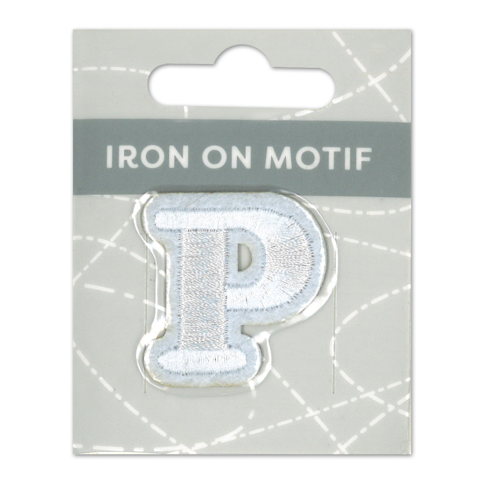 IRON-ON MOTIF LETTER P WHITE