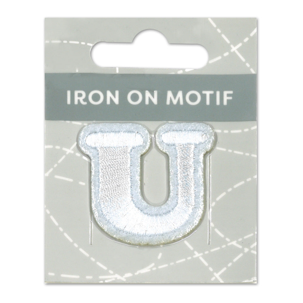 IRON-ON MOTIF LETTER U WHITE