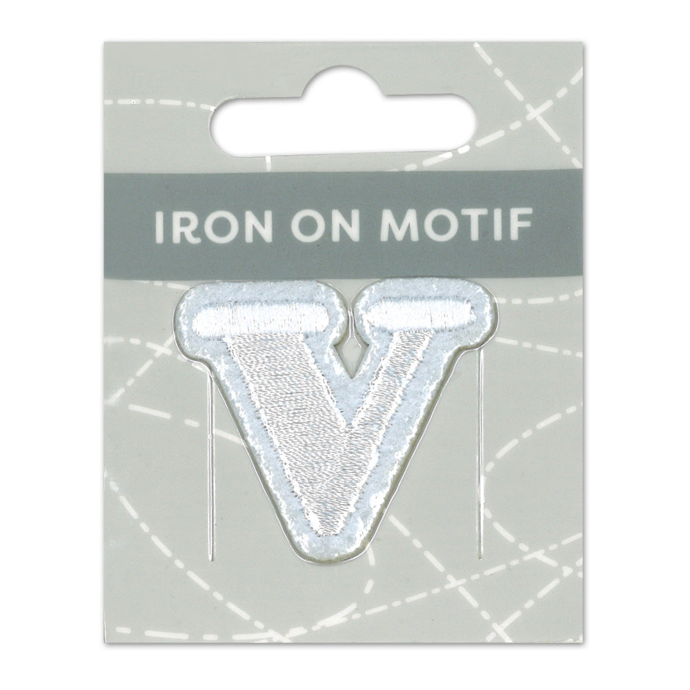 IRON-ON MOTIF LETTER V WHITE