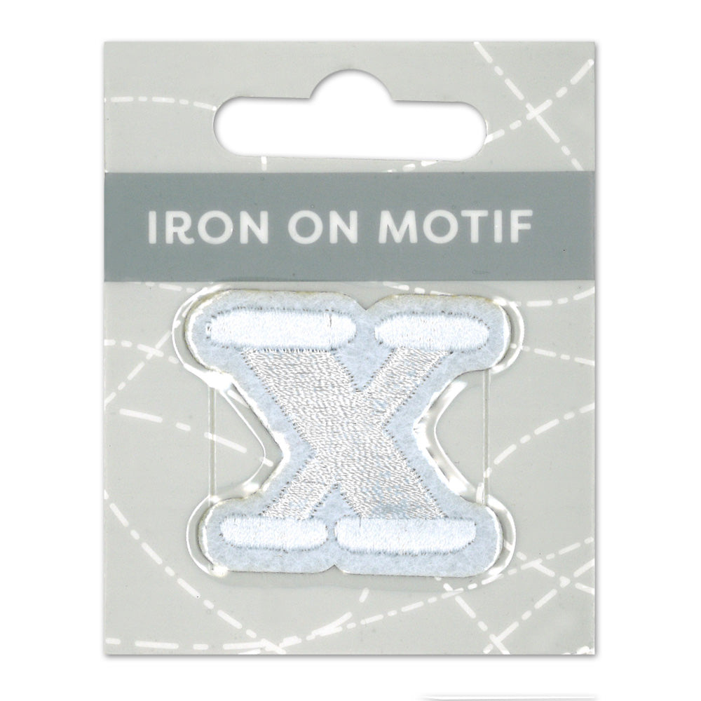 IRON-ON MOTIF LETTER X WHITE