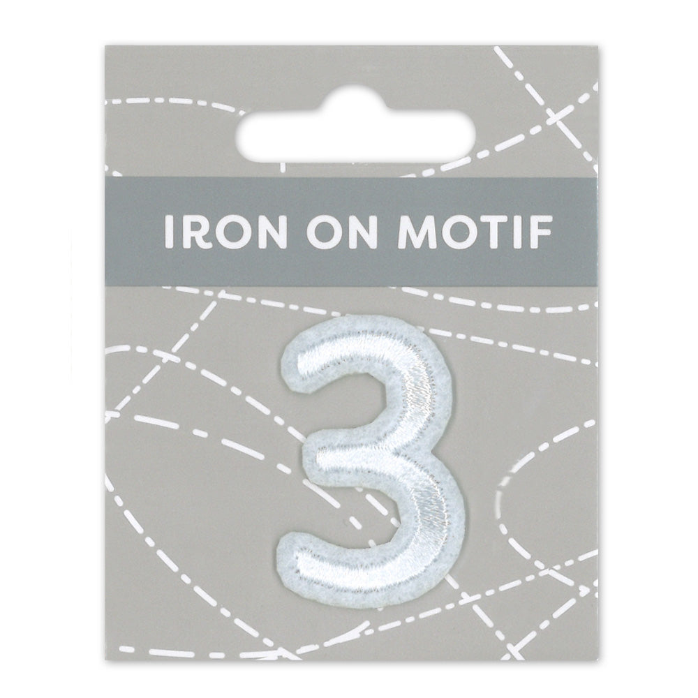 IRON-ON MOTIF NUMBER 3 WHITE