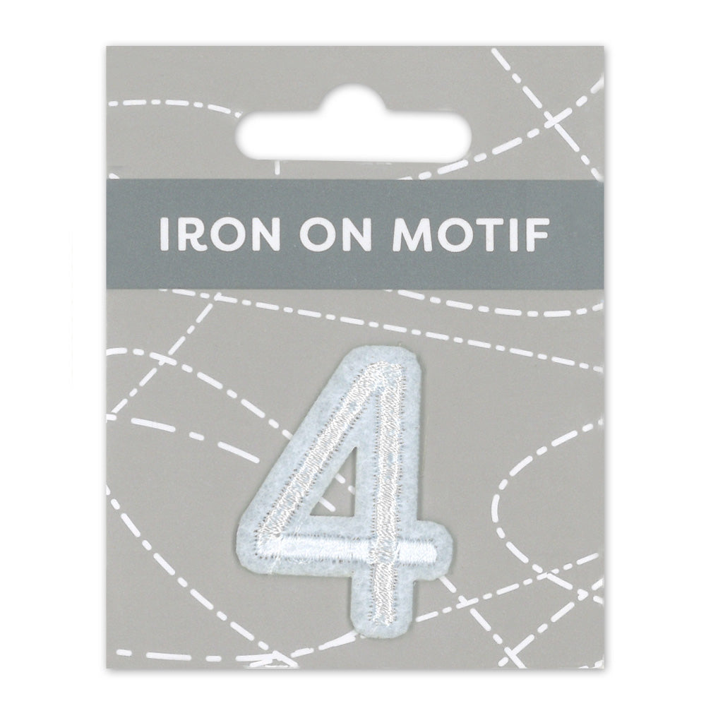 IRON-ON MOTIF NUMBER 4 WHITE