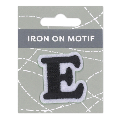 MOTIF IRON ON LETTER E BLACK