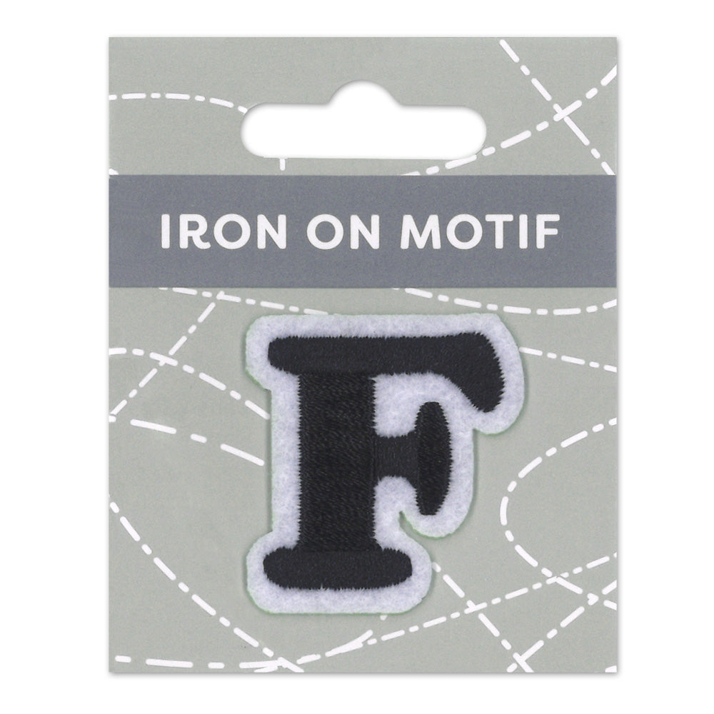IRON-ON MOTIF LETTER F BLACK