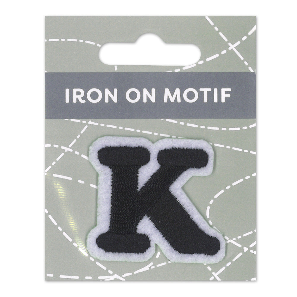 IRON-ON MOTIF LETTER K BLACK