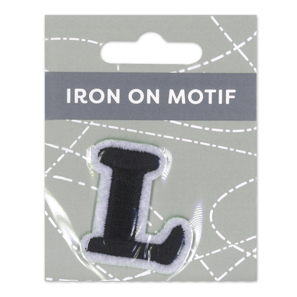 IRON-ON MOTIF LETTER L BLACK