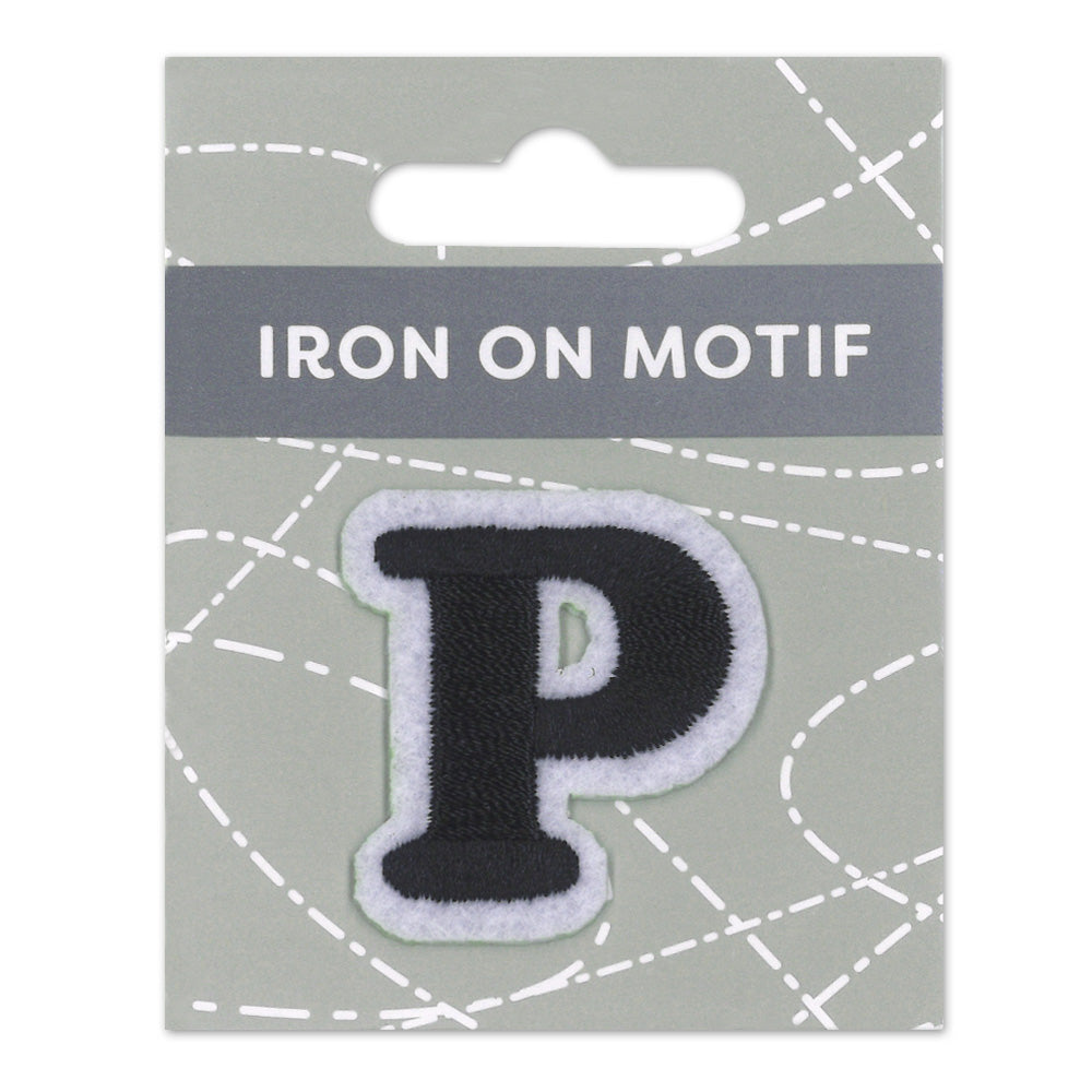 IRON-ON MOTIF LETTER P BLACK