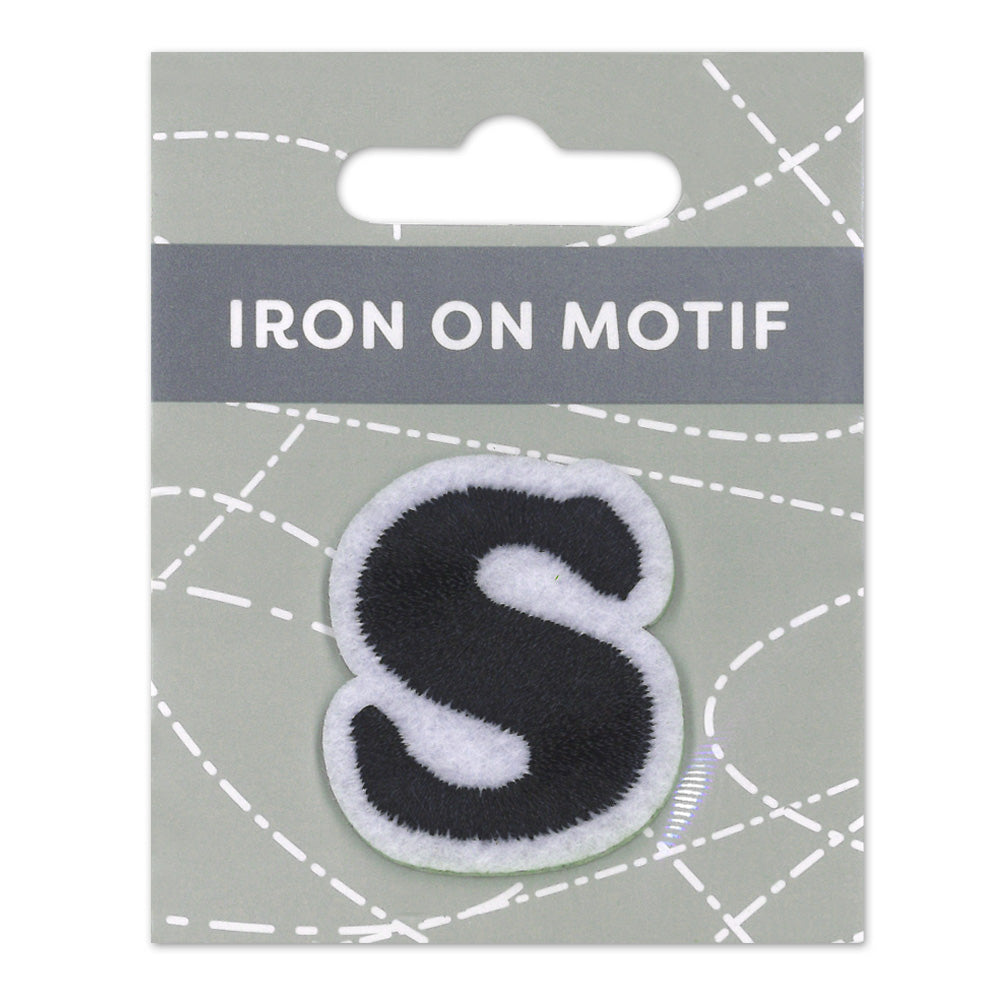 IRON-ON MOTIF LETTER S BLACK