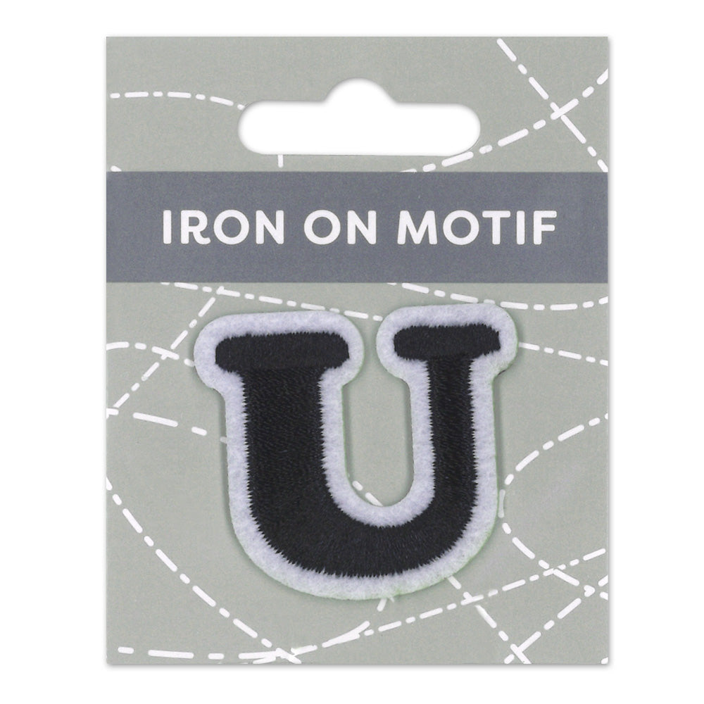 IRON-ON MOTIF LETTER U BLACK