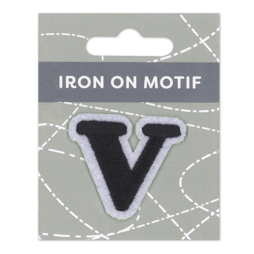 IRON-ON MOTIF LETTER V BLACK