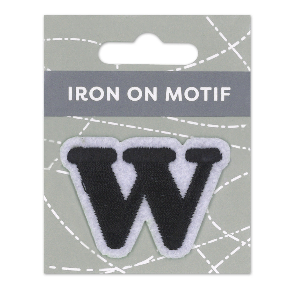 IRON-ON MOTIF LETTER W BLACK