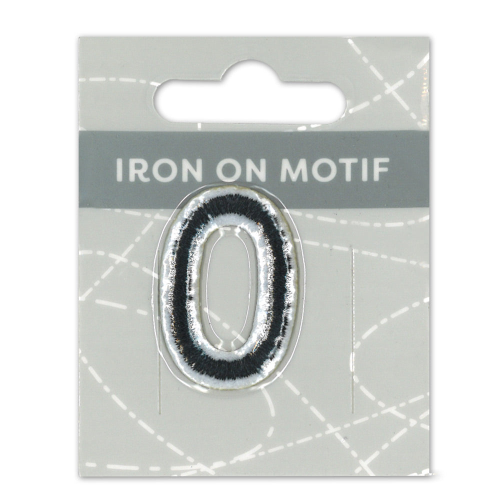 IRON-ON MOTIF NUMBER 0 BLACK