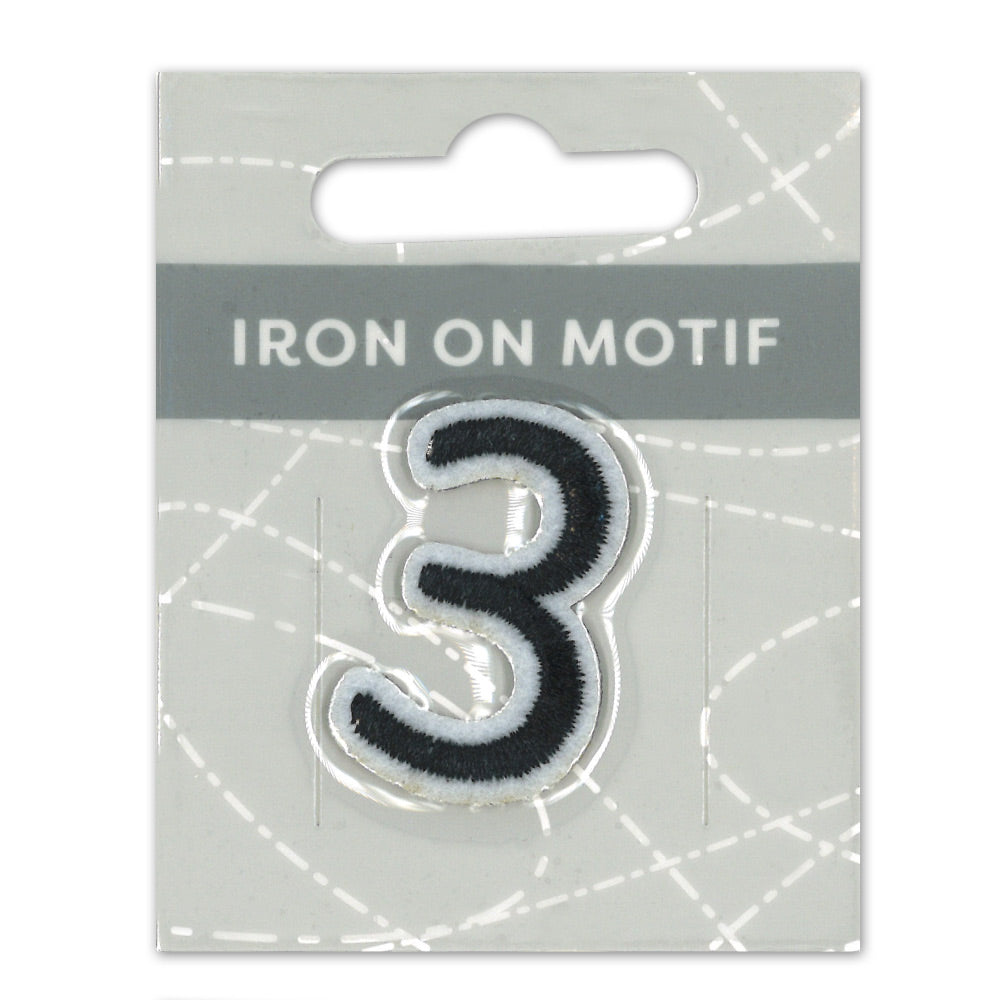 IRON-ON MOTIF NUMBER 3 BLACK