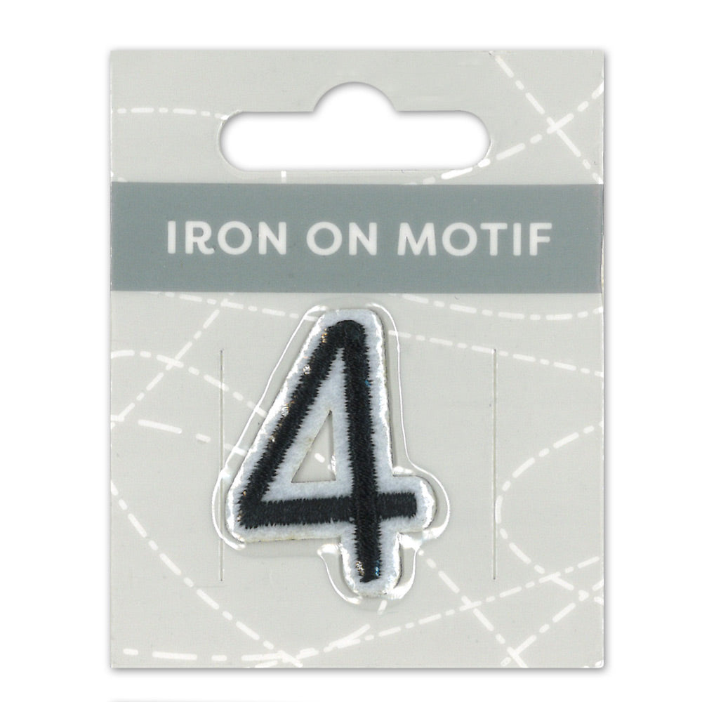 IRON-ON MOTIF NUMBER 4 BLACK