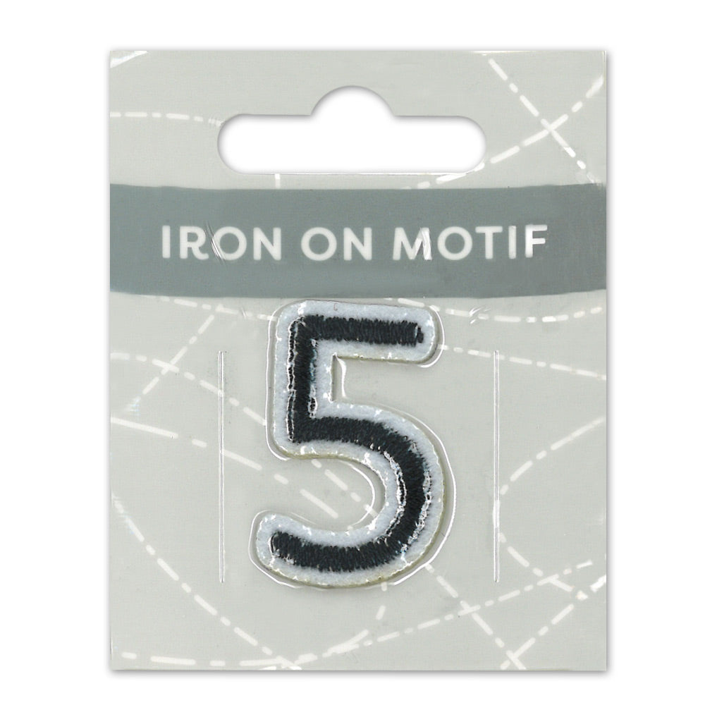 IRON-ON MOTIF NUMBER 5 BLACK