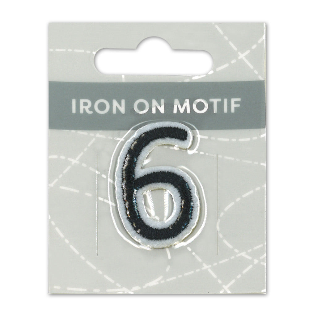 IRON-ON MOTIF NUMBER 6 BLACK