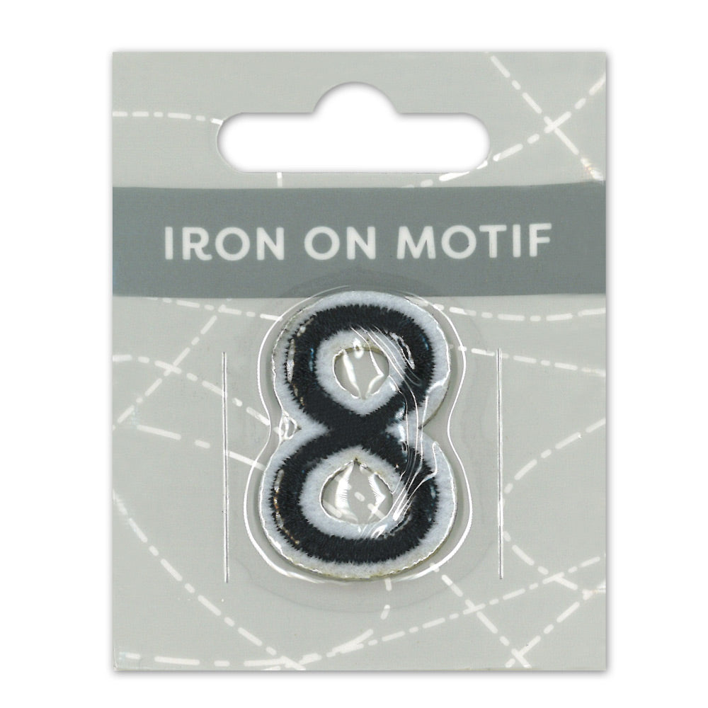 IRON-ON MOTIF NUMBER 8 BLACK