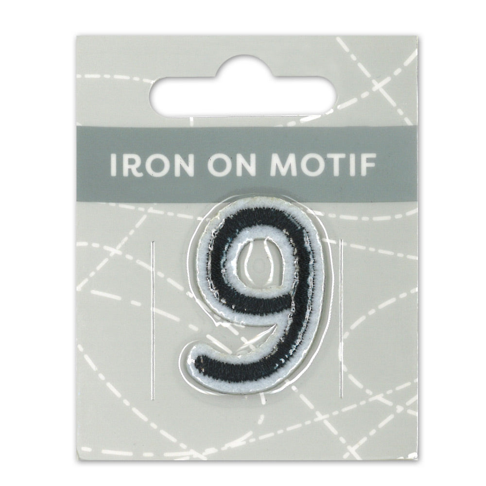 IRON-ON MOTIF NUMBER 9 BLACK