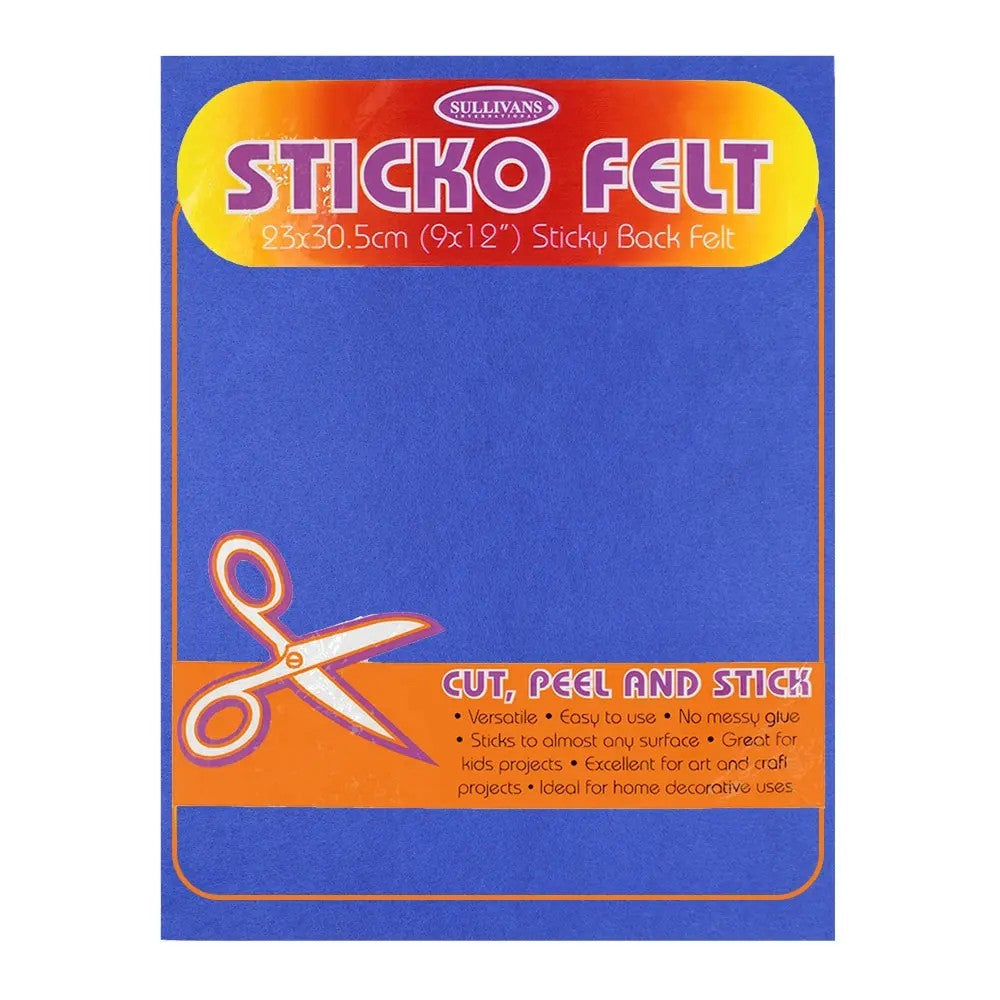 SULLIVANS STICKO FELT SHEETS 23CMX30CM ROYAL BLUE 