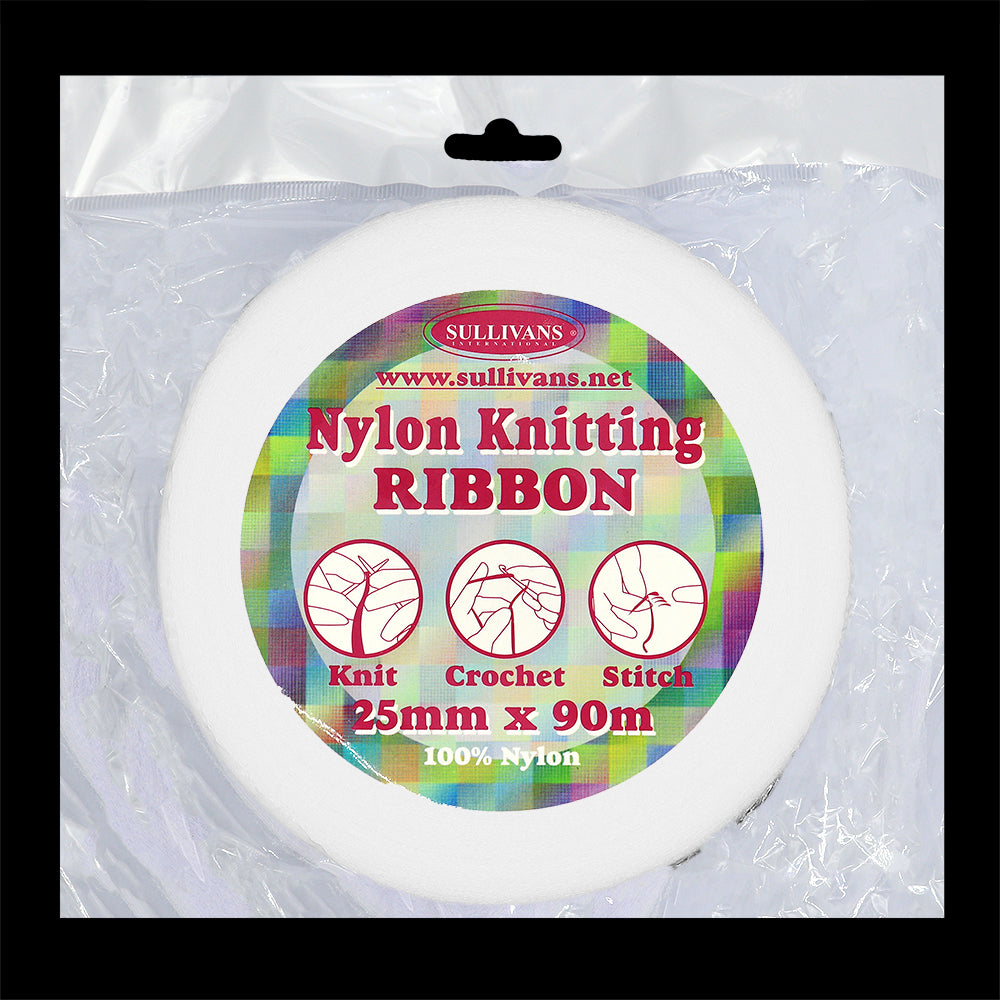 KNITTING NYLON 25MM X 90M WHITE