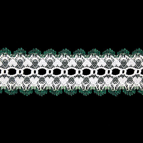 EYELET LACE COL EDGE 40MM WHITE/GREEN