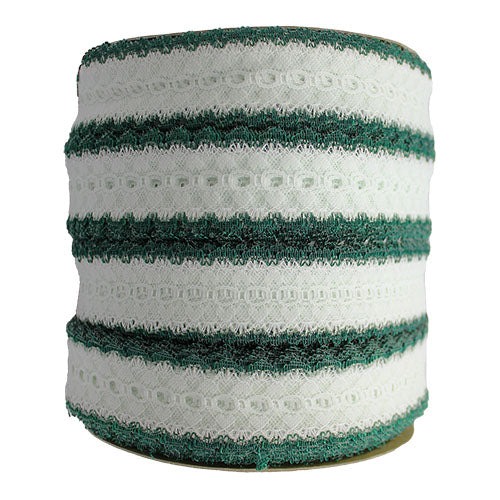 EYELET LACE COL EDGE 40MM WHITE/GREEN