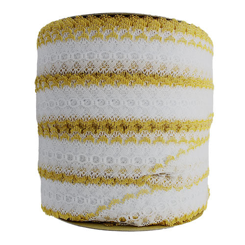 EYELET LACE COL EDGE 40MM WHITE/CARMEL