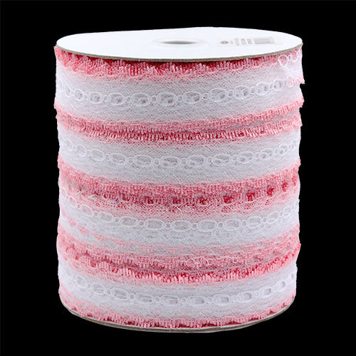 EYELET LACE 35MM WHITE PINK