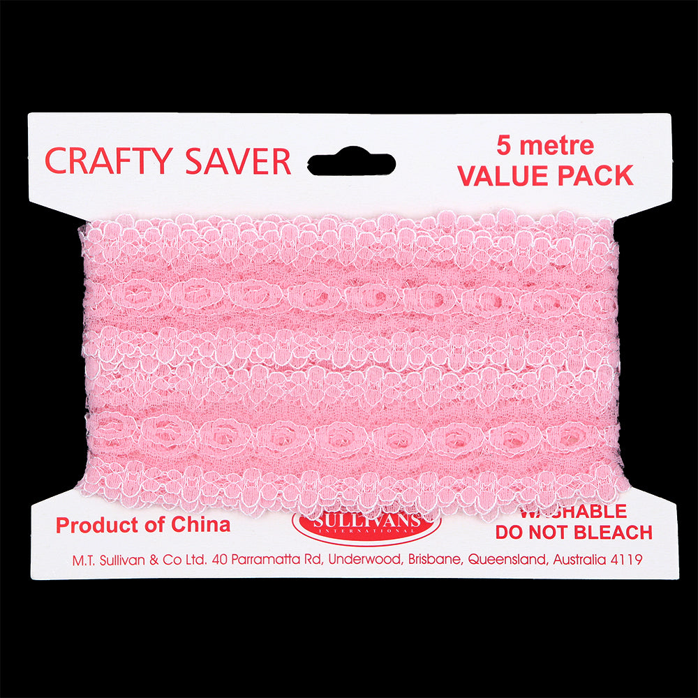 EYELET LACE 35MM PINK 5M PKT