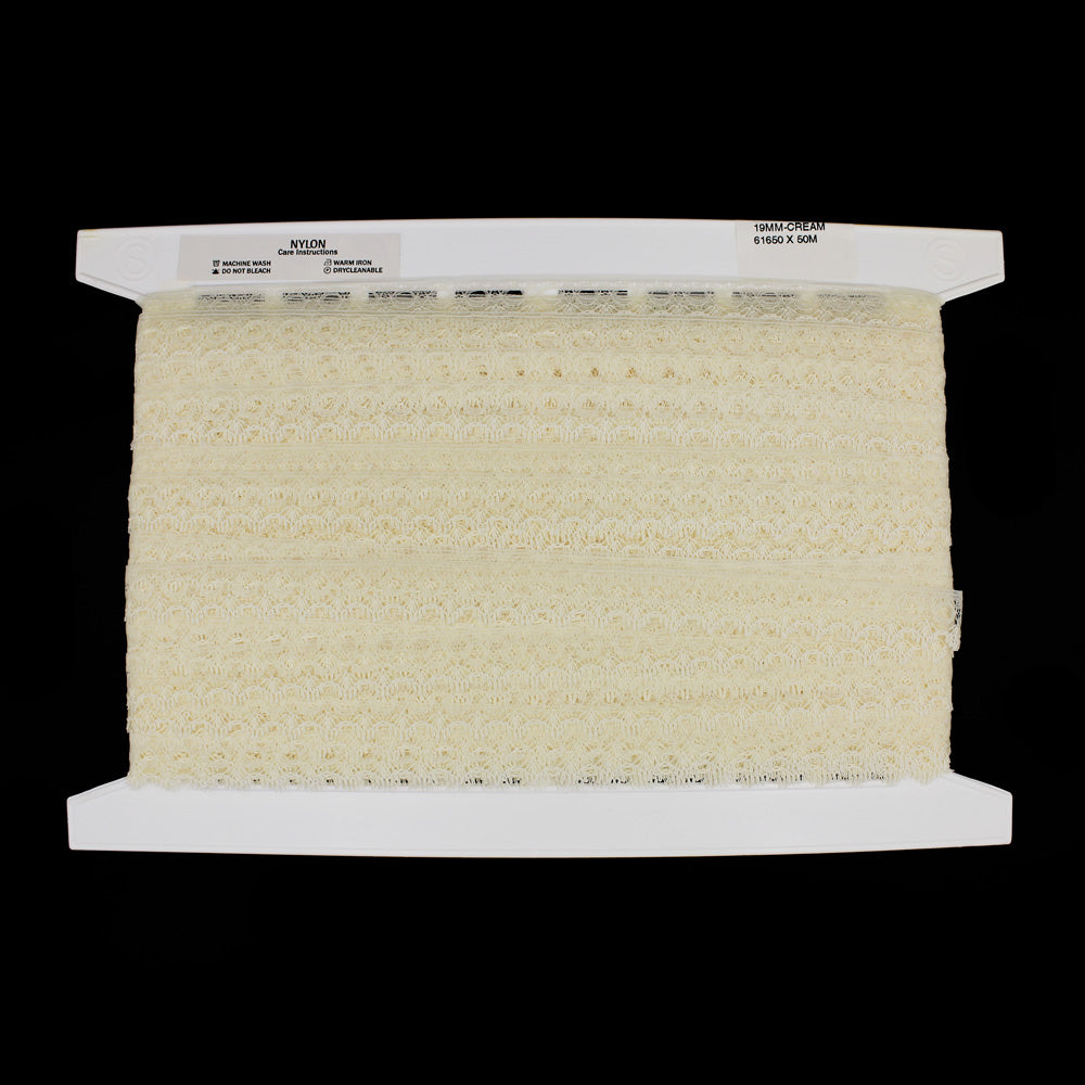 LACE NYLON EYELET - CREAM 19MM