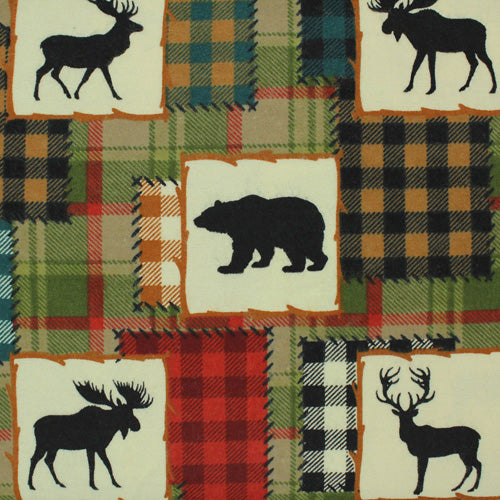 FLANNELETTE 108CM BEAR DEER