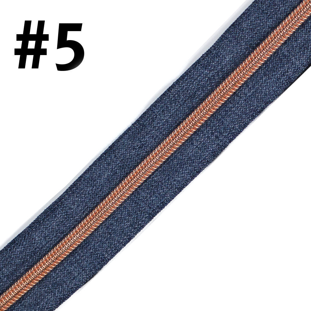 VD ZIPPER TAPE #5 DENIM/ROSE GOLD (3M)