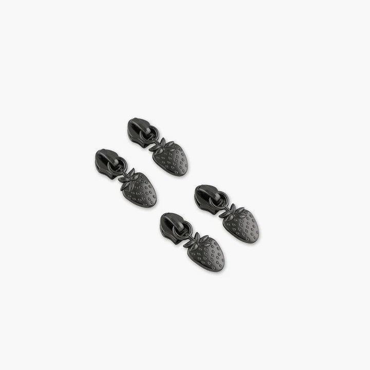 ZIPPER PULLS STRAWBERRY GUNMETAL 4PCS