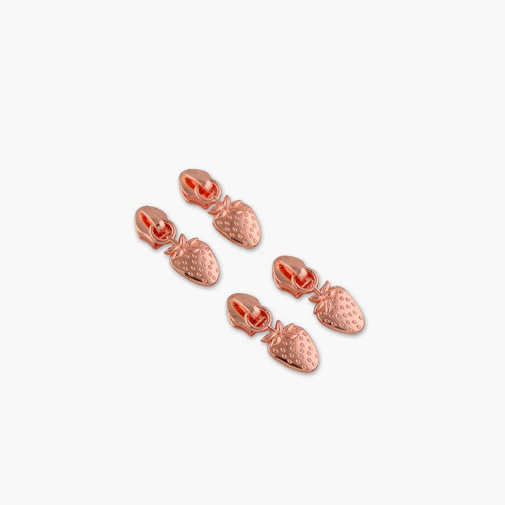 ZIPPER PULLS STRAWBERRY ROSE GOLD 4PCS