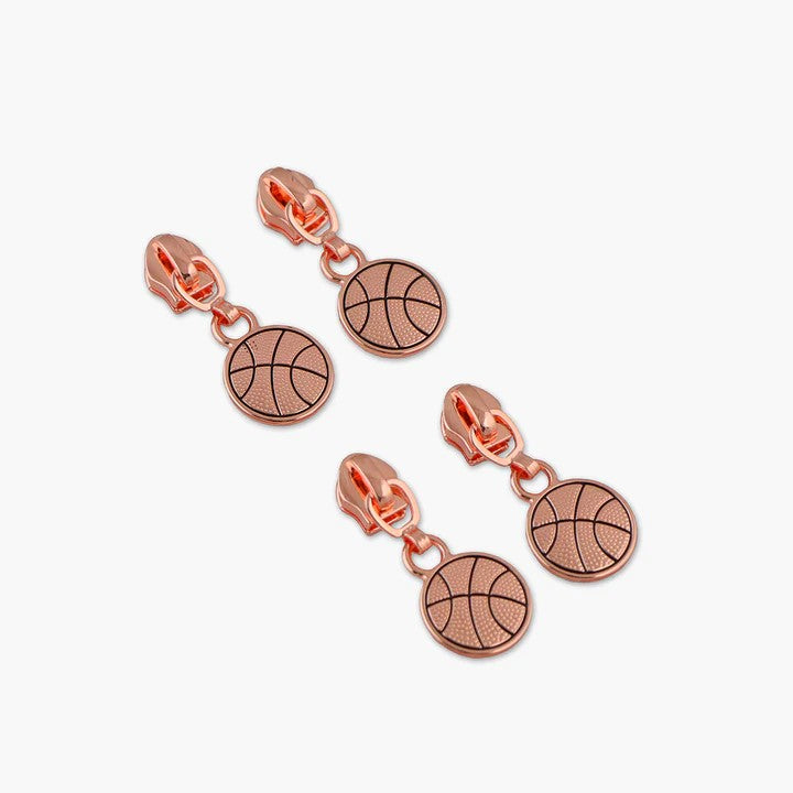 ZIPPER PULLS BASKETBALL ROSE GOLD 4 PCS