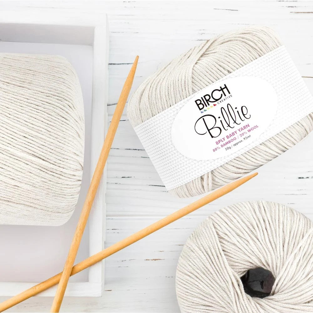 BIRCH YARN BILLIE BAMBOO/WOOL50G APPLE BALL - 02 SHALE