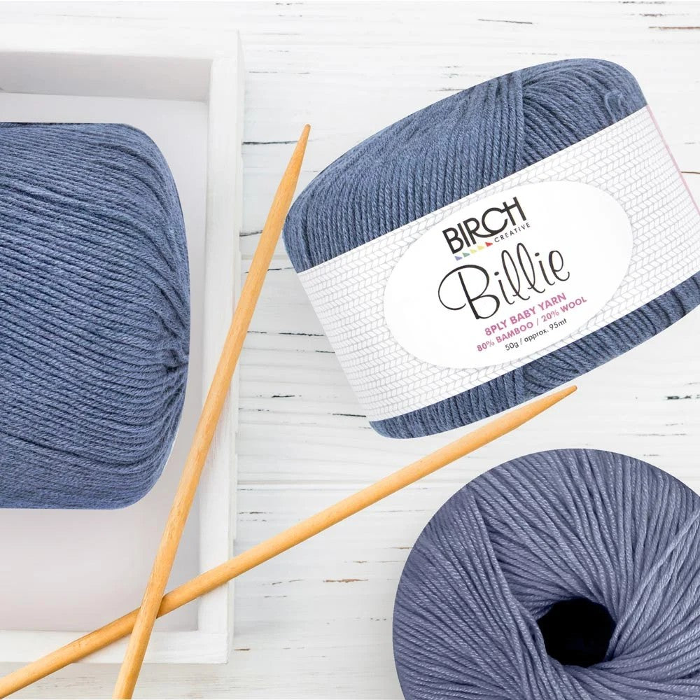 BIRCH YARN BILLIE BAMBOO/WOOL50G APPLE BALL - 16 PEWTER
