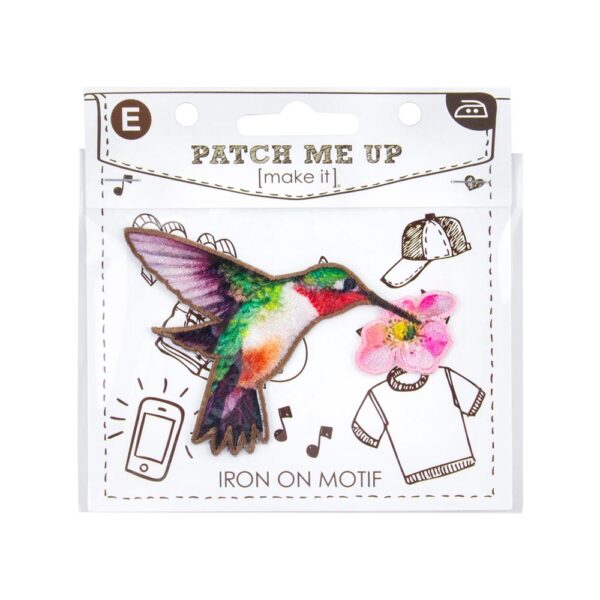 MOTIF IRON-ON HUMMING BIRD WITH FLOWER