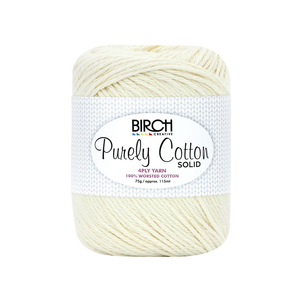 BIRCH 4-PLY YARN SOLID - 002 COTTON 100% COTTON 75G 
