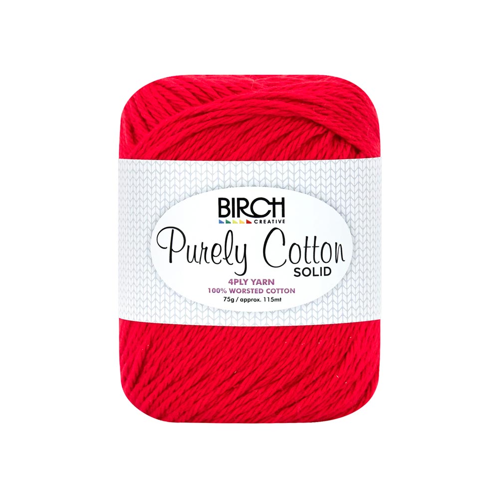 BIRCH 4-PLY YARN SOLID - 021 CHERRY 100% COTTON 75G 
