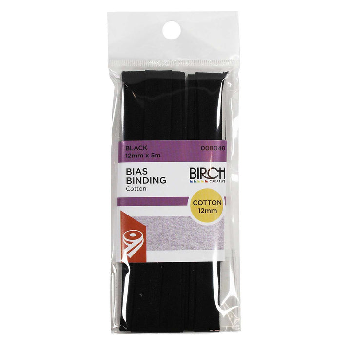 BIAS BINDING 12MM X 5MTR [SZ:12MM CL:BLACK]