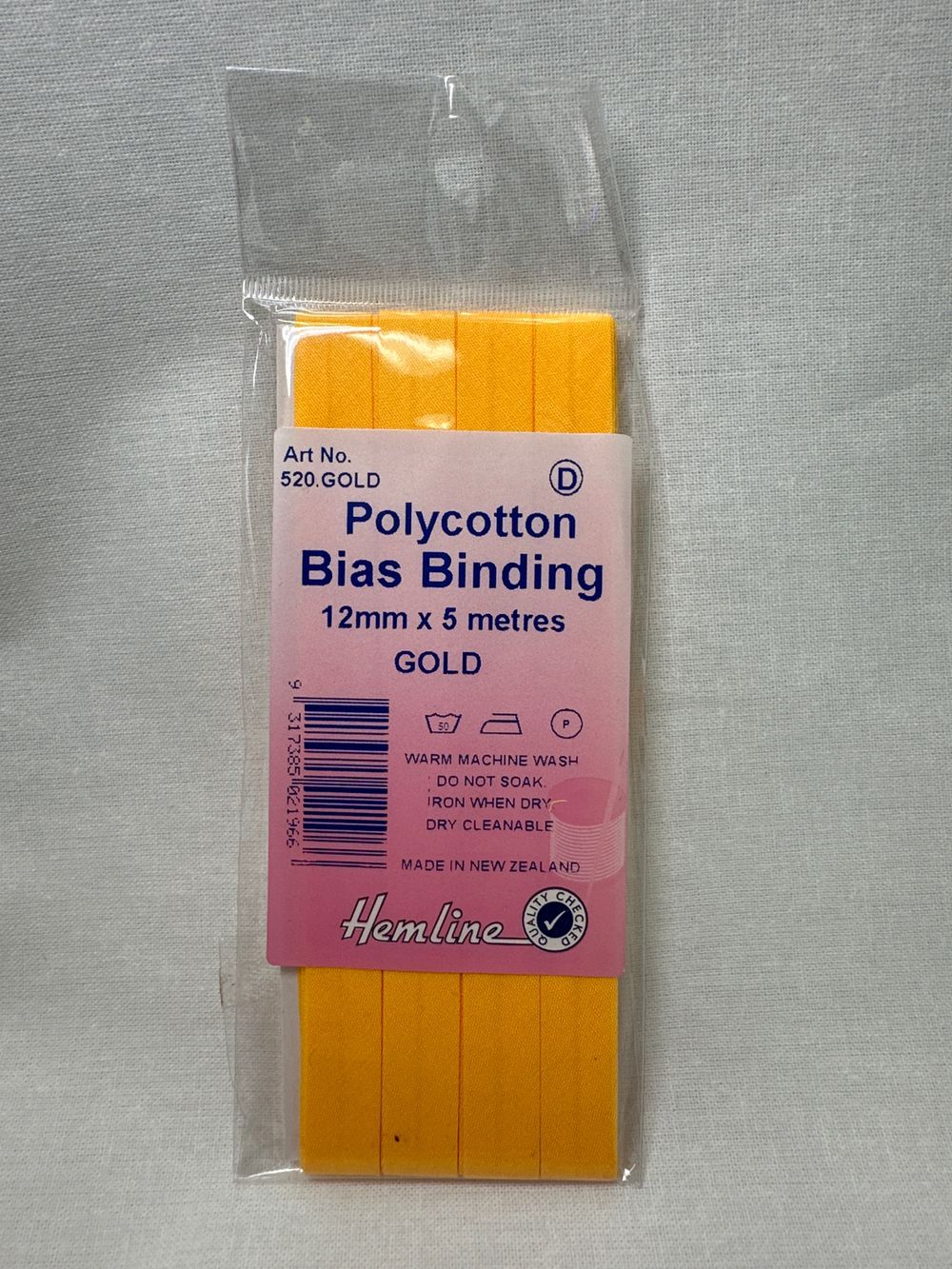 BIAS BINDING GOLD 12MM X 5MTR [SZ:12MM CL:GOLD]