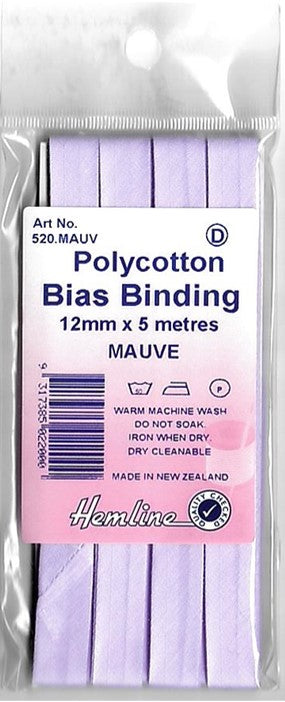 BIAS BINDING MAUVE 12MM X 5MTR [SZ:12MM CL:MAUVE]
